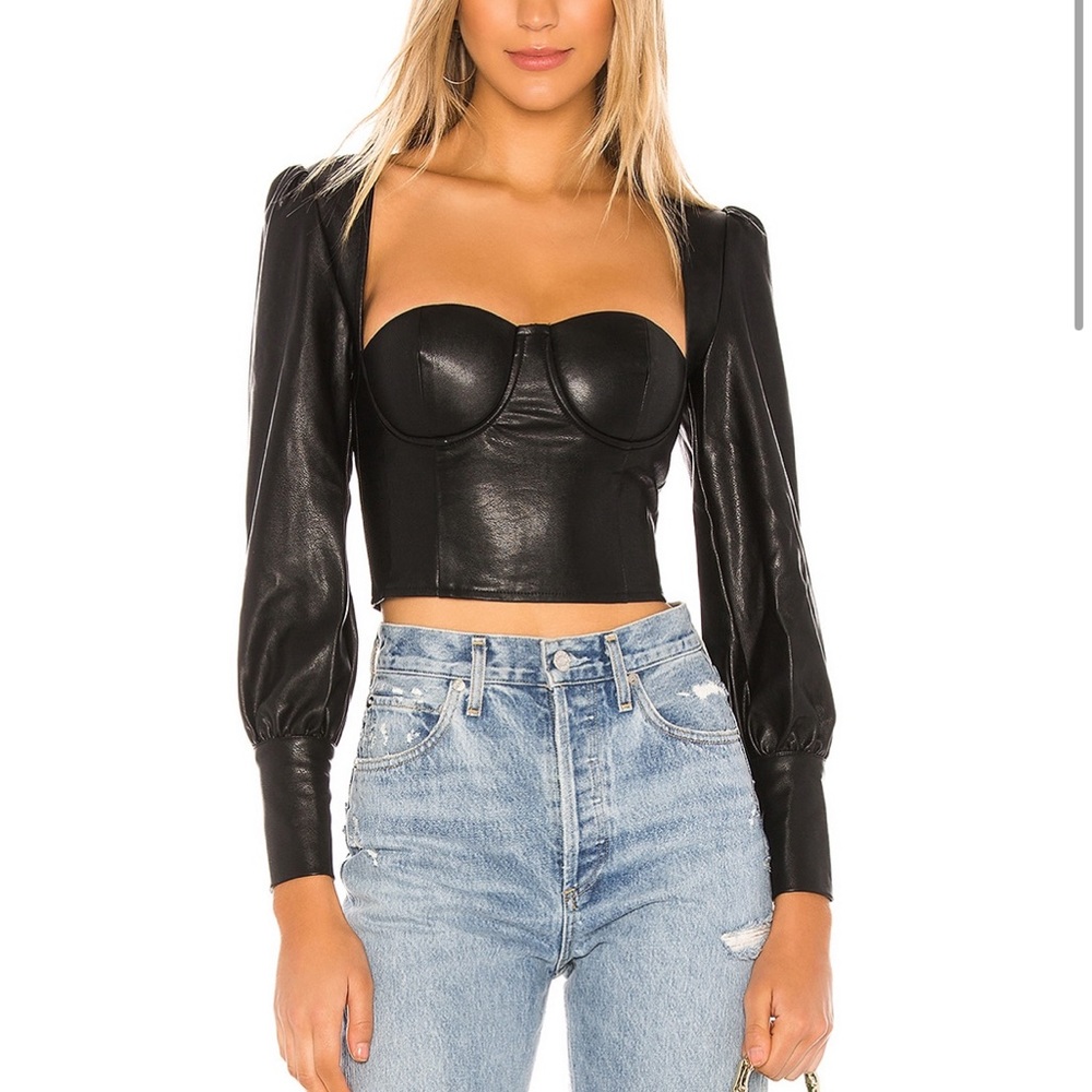 Revolve NBD black faux leather top